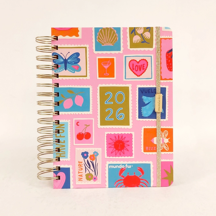 Agenda FW 2026 Trend Estampillas con Espiral Diaria 15x21 Art.201997